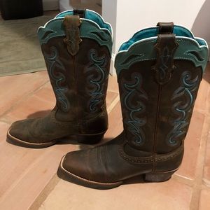 Justin women’s silver blue cowgirl boots